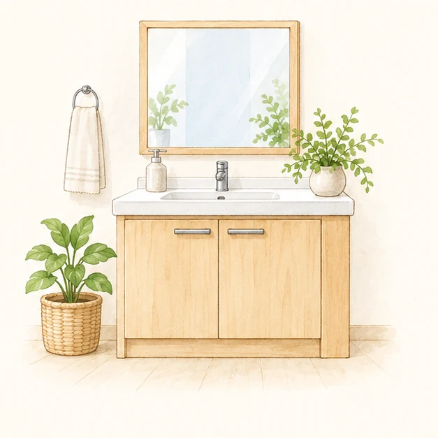 洗面所の水彩イラスト